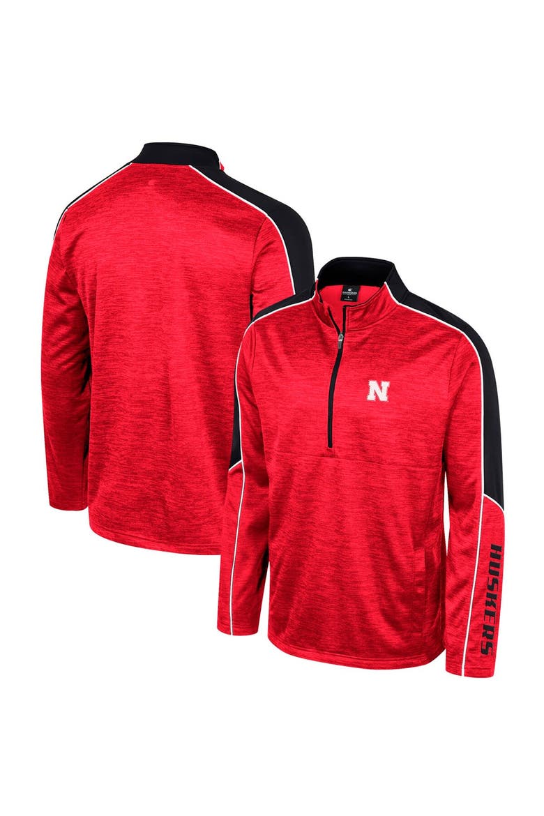 Men's Colosseum Red Nebraska Huskers Marled Half-Zip Jacket, Alternate, color, Red
