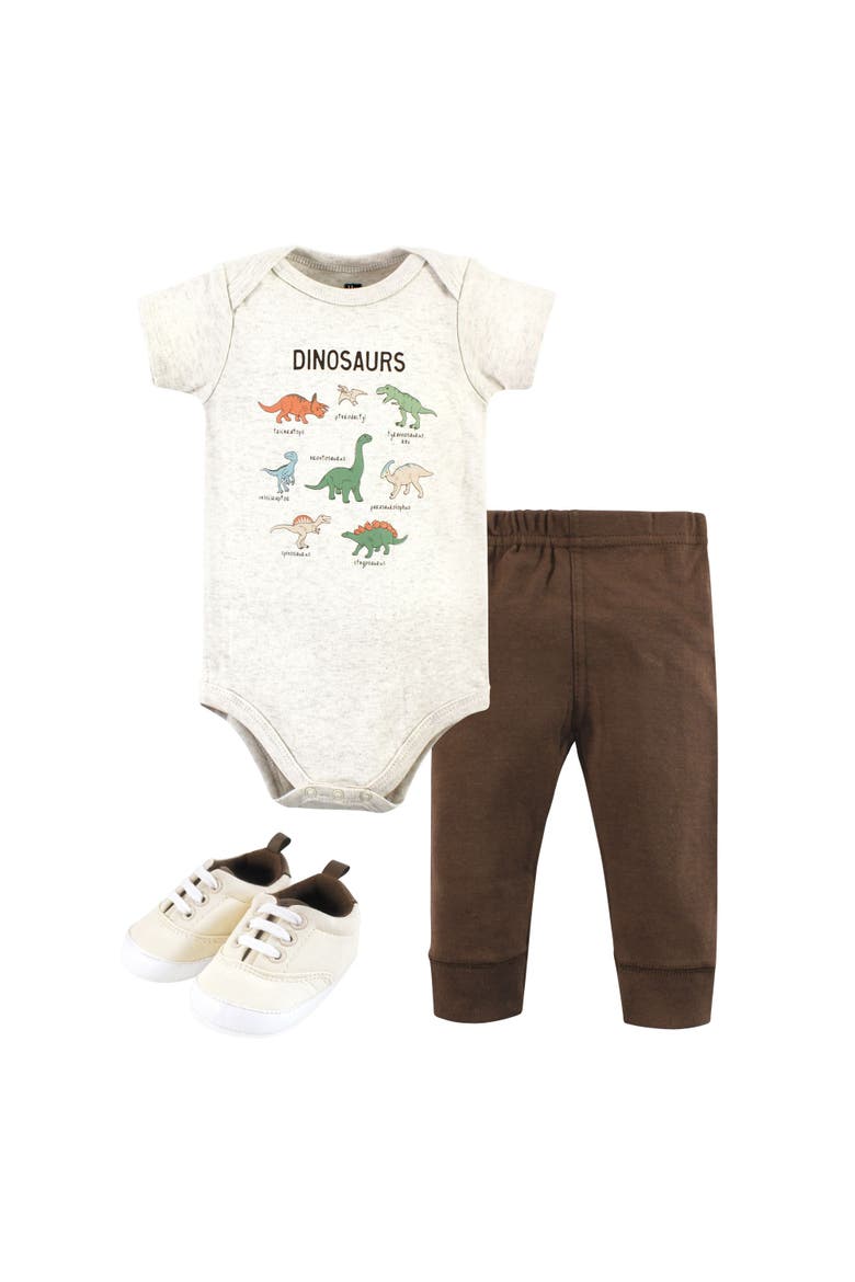 Cotton Bodysuit, Pant and Shoe Set, Main, color, Dinosaur Adventures