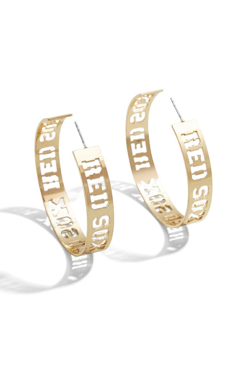 x Baublebar Boston Red Sox Large Cutout Hoop Earrings, Main, color, Gold