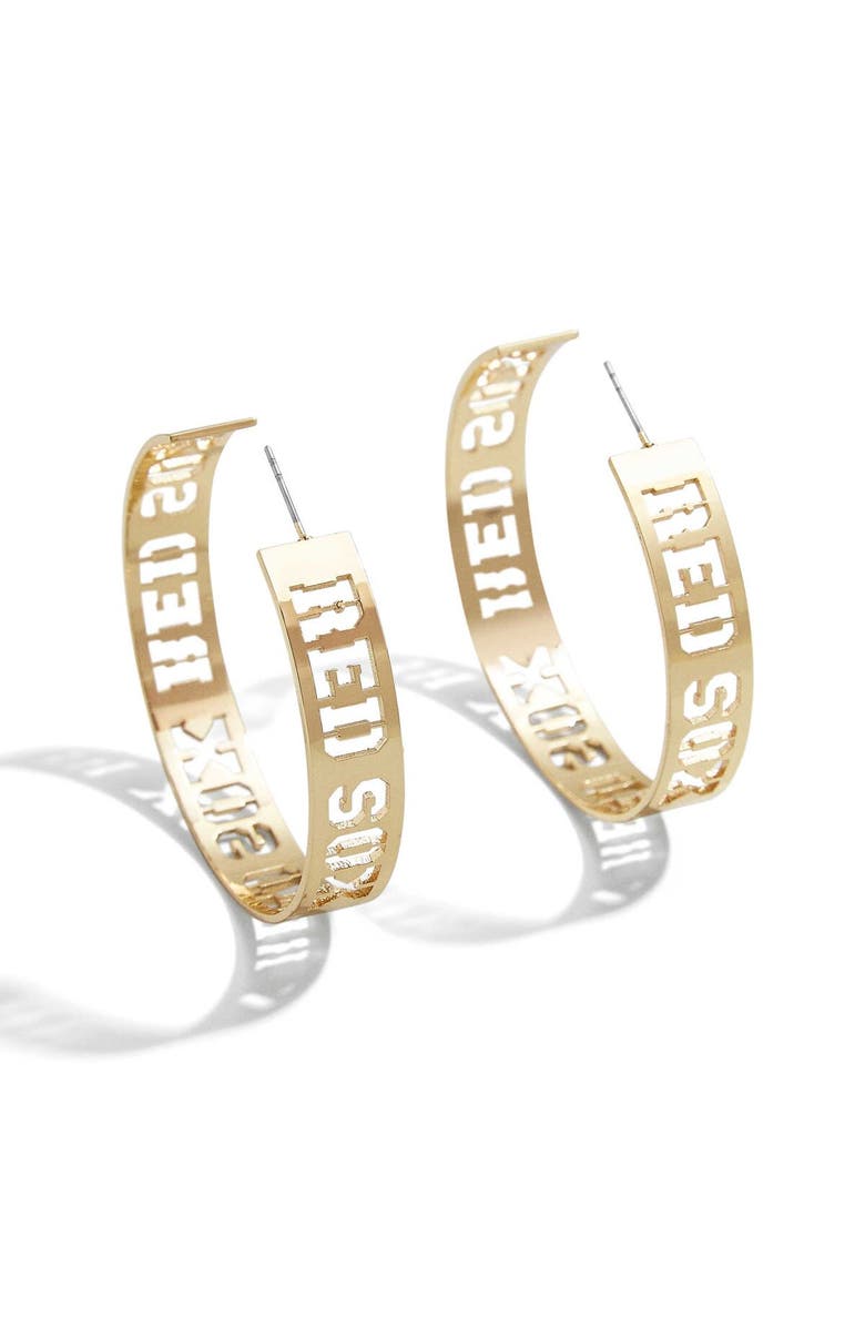 WEAR by Erin Andrews x Baublebar Boston Red Sox Large Cutout Hoop Earrings, Main, color, Gold