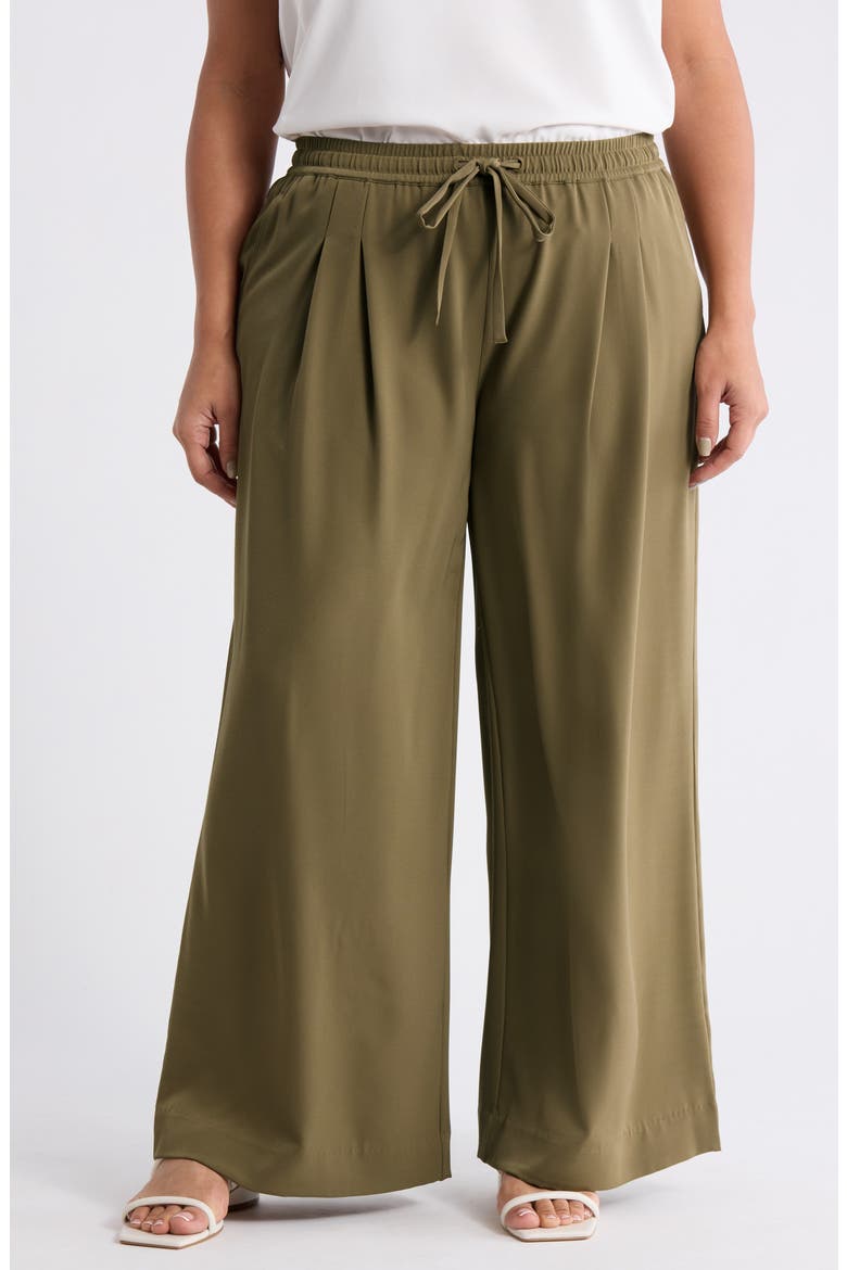 Mae Pleated Drawstring Pants, Main, color, OLIVE LEAF