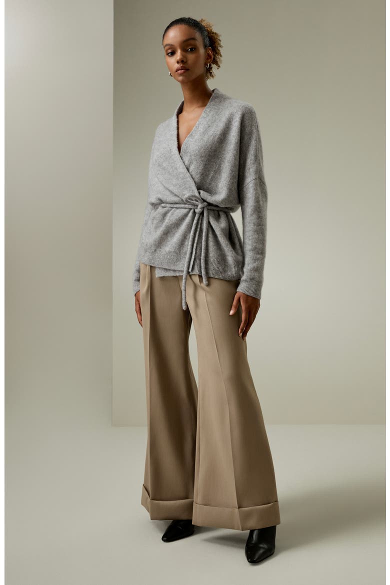 Lounge Wrap Wool Knit Cardigan for Women, Alternate, color, Mixed Gray
