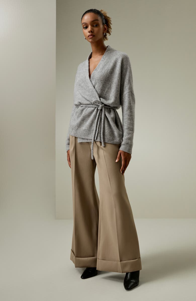 Lilysilk Women's Lounge Wrap Wool Knit Cardigan, Alternate, color, Mixed Gray