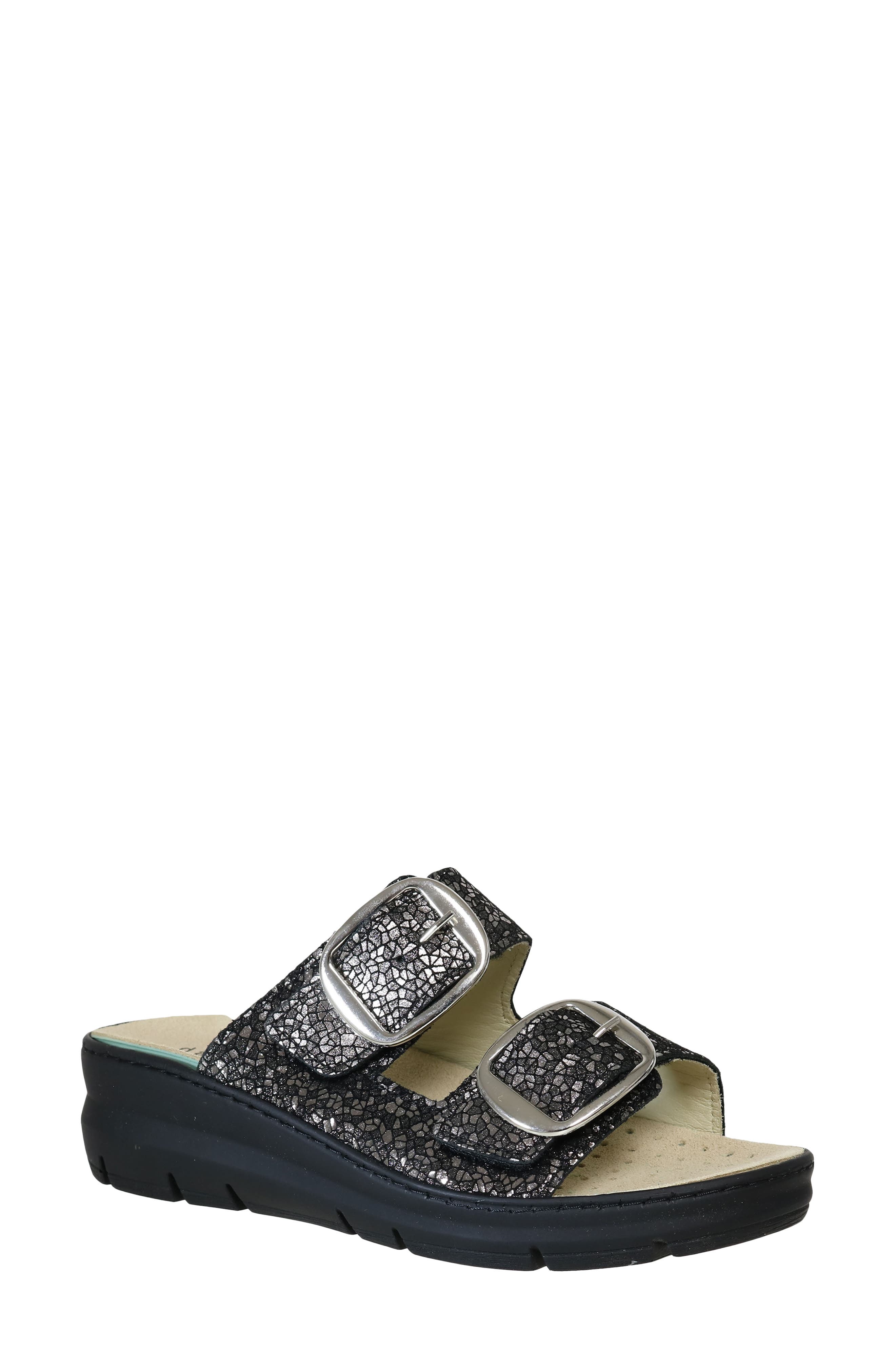 David Tate Mosaic Wedge Sandal, Main, color, Black