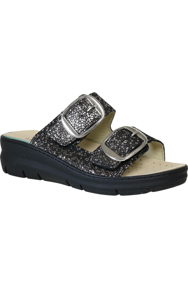 David Tate Mosaic Wedge Sandal, Main, color, Black