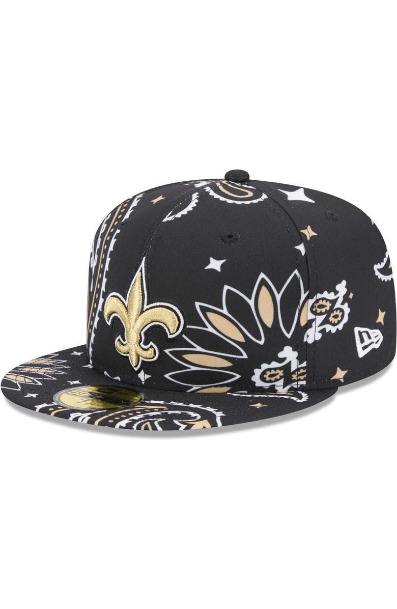New Era Men's New Era Black New Orleans Saints Paisley 59FIFTY Fitted Hat, Main, color, Black
