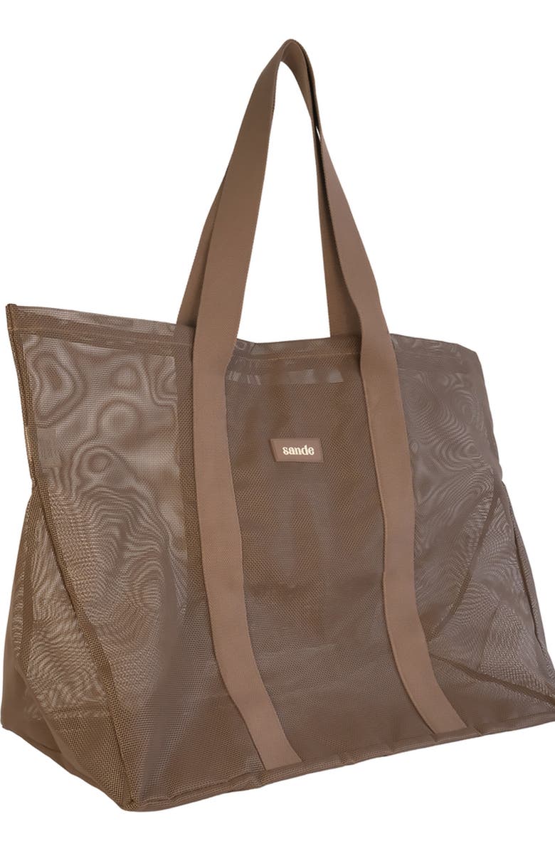 Sande Beach Hauler Mesh Beach Bag, Alternate, color, Espresso