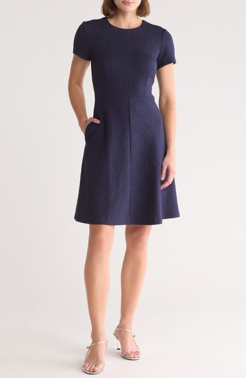 Jewel Neck Fit & Flare Dress
