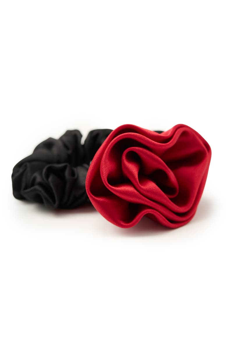La Frida Rosa Silk Scrunchie, Alternate, color, Red