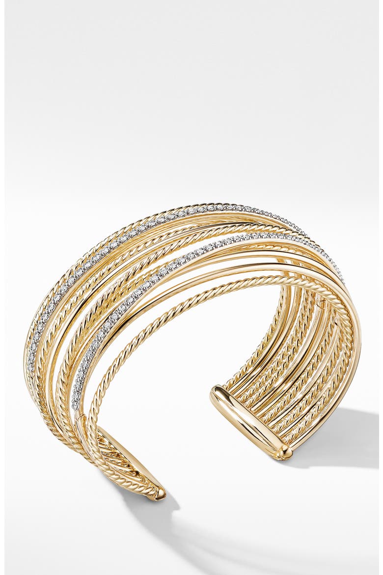 Crossover Cuff Bracelet with Diamonds, Alternate, color, GOLD/ DIAMOND