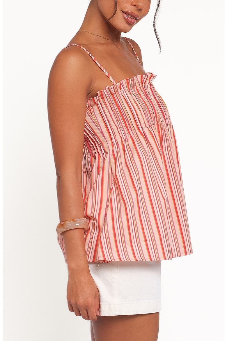 Carson Stripe Pintuck Pleat Cotton Camisole, Alternate, color, PEACH STRIPE