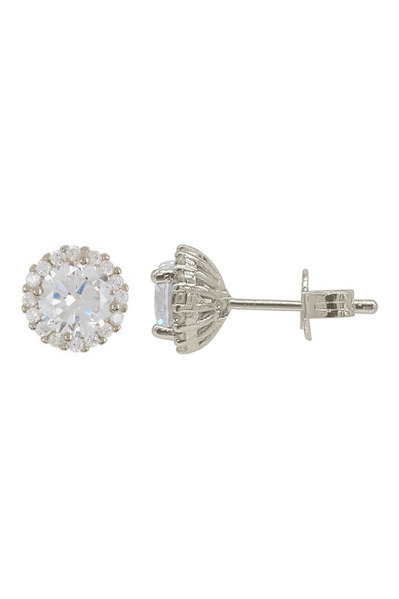 Halo Stud Earrings & Slider Bracelet Set, Alternate, color, SILVER