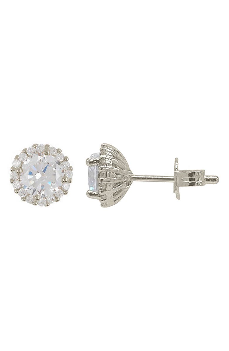 Adornia Halo Stud Earrings & Slider Bracelet Set, Alternate, color, Silver