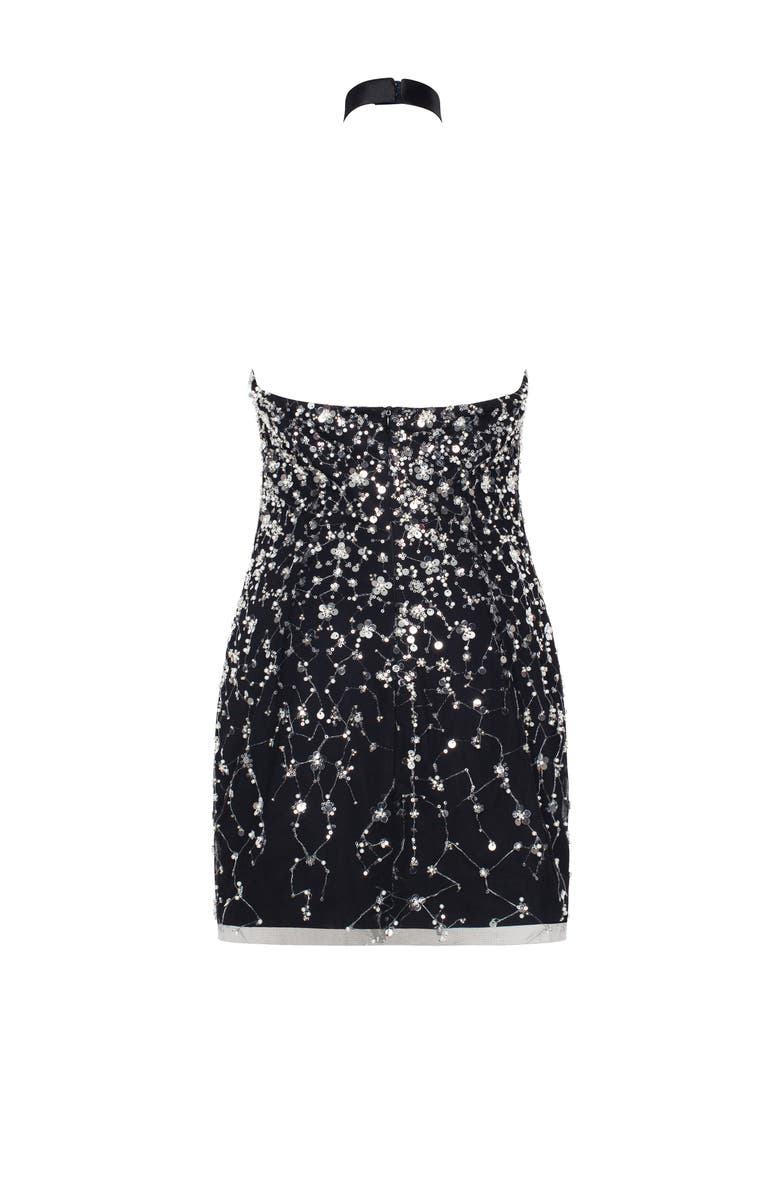 Milla Bodycon Halterneck Crystal-Embellished Mini Cocktail Dress in Black, Alternate, color, Black