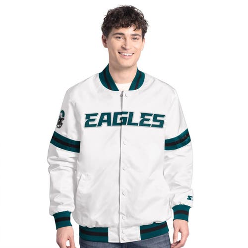 Starter White Philadelphia Eagles Scout Full-snap Varsity Jacket In White