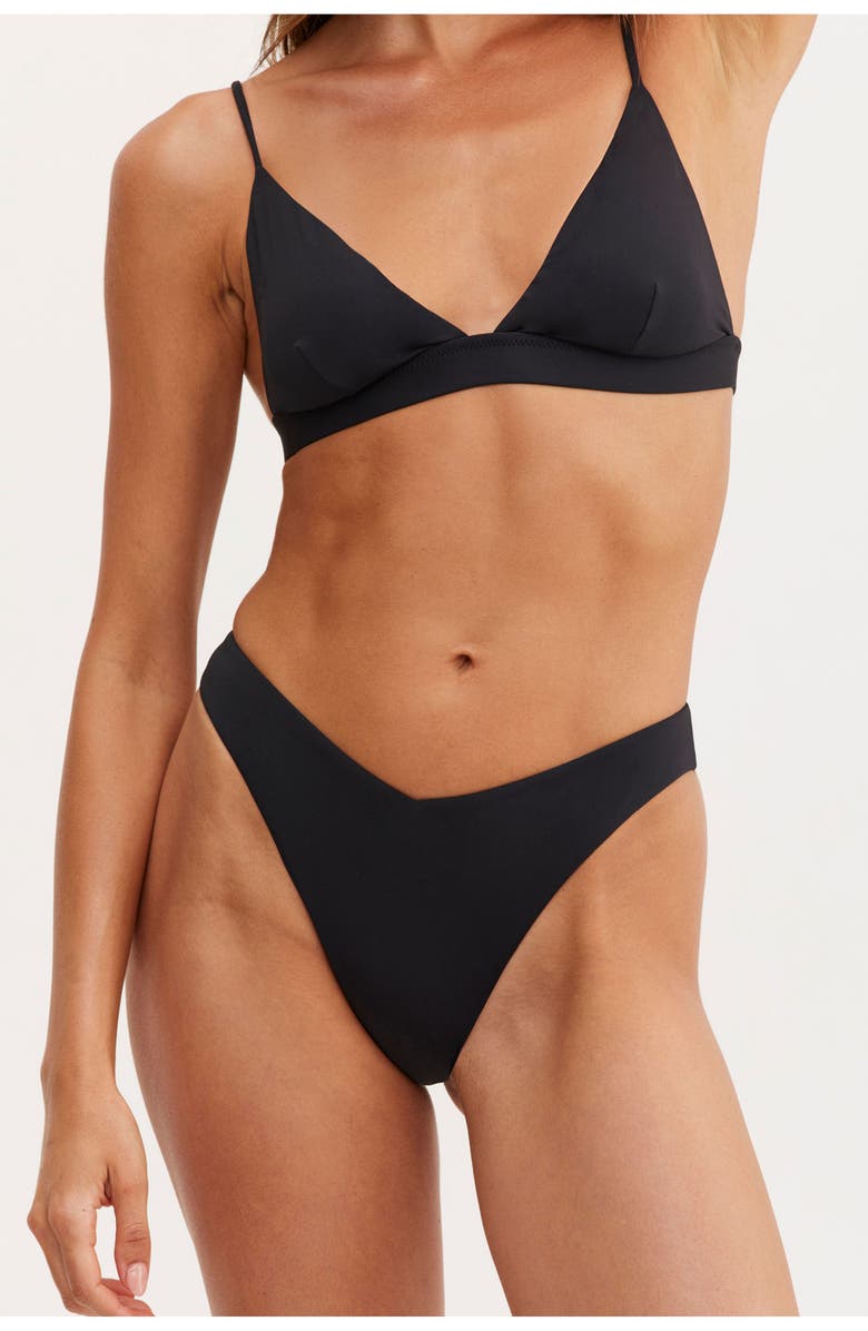 Au Naturel by Gottex Mila Wide Band Triangle Bikini Top, Alternate, color, Black