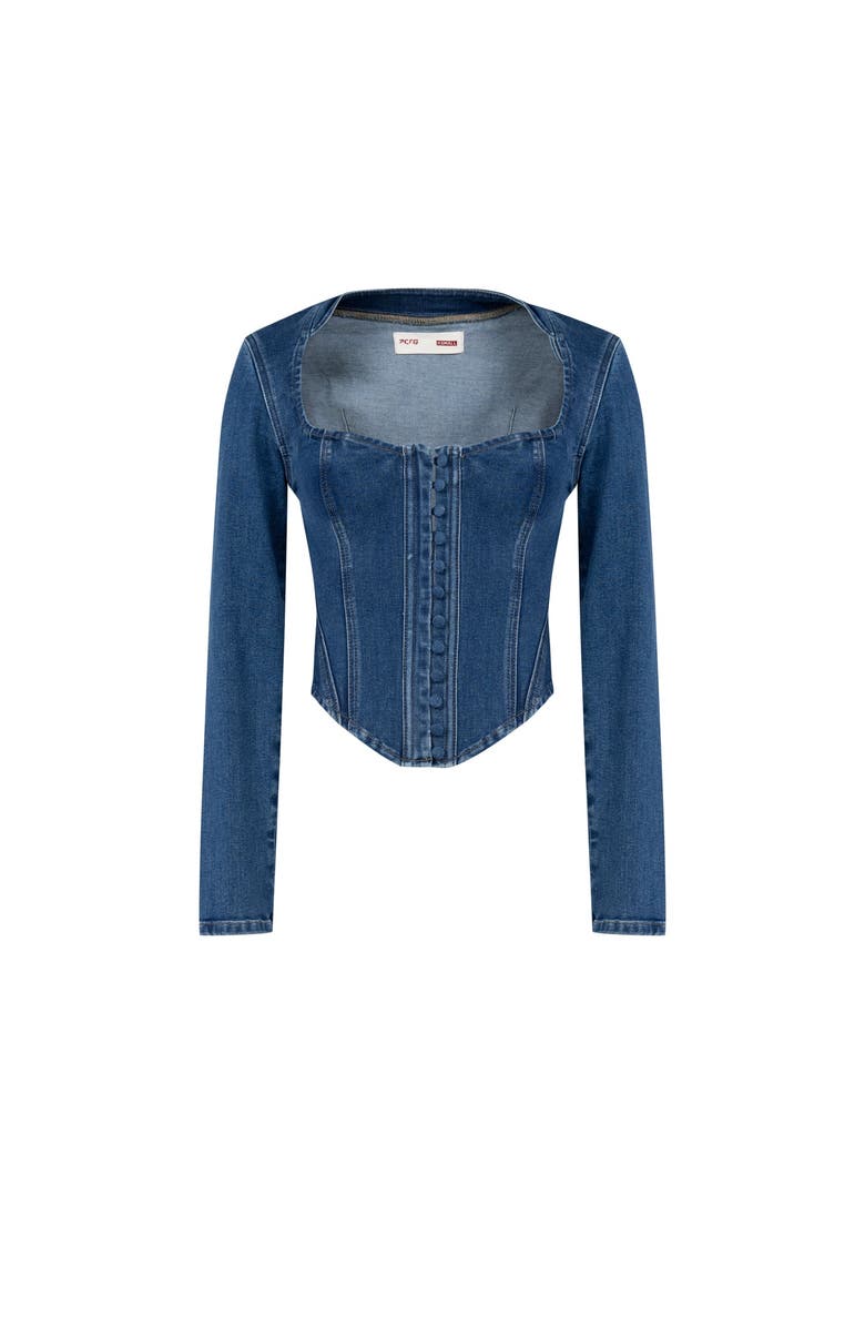 PCFG Your *Itch Corset Denim Corset Top, Alternate, color, Blue