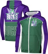 Mitchell & Ness Men's Mitchell & Ness Green/Purple Milwaukee Bucks Hardwood Classics Big Shot Premium Full-Zip Windbreaker Jacket
