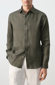 MANGO x Casper Ruud Regular Fit Linen Button-Up Shirt