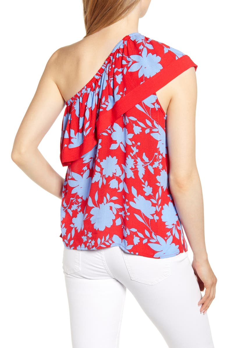 GIBSONLOOK Gibson x Hi Sugarplum! Ibiza One-Shoulder Ruffle Top, Alternate, color,