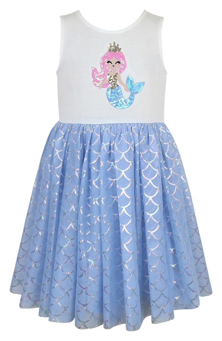Zunie Kids' Sequin Embellished Mermaid Tutu Dress, Main, color, Ivory/ Blue