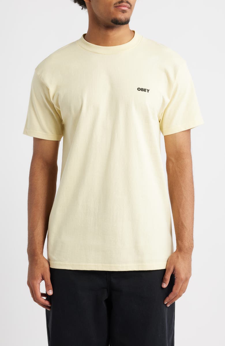 Obey Sounds of Resistance Cotton Graphic T-Shirt, Main, color, Pale Yellow