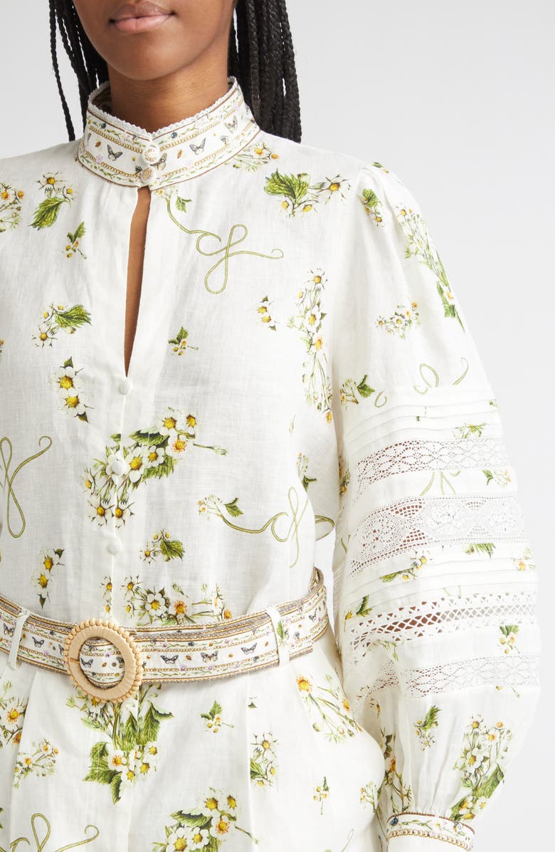 Camilla Botanical Utopia Buttoned Collar Linen Shirt, Alternate, color, Botanical Utopia
