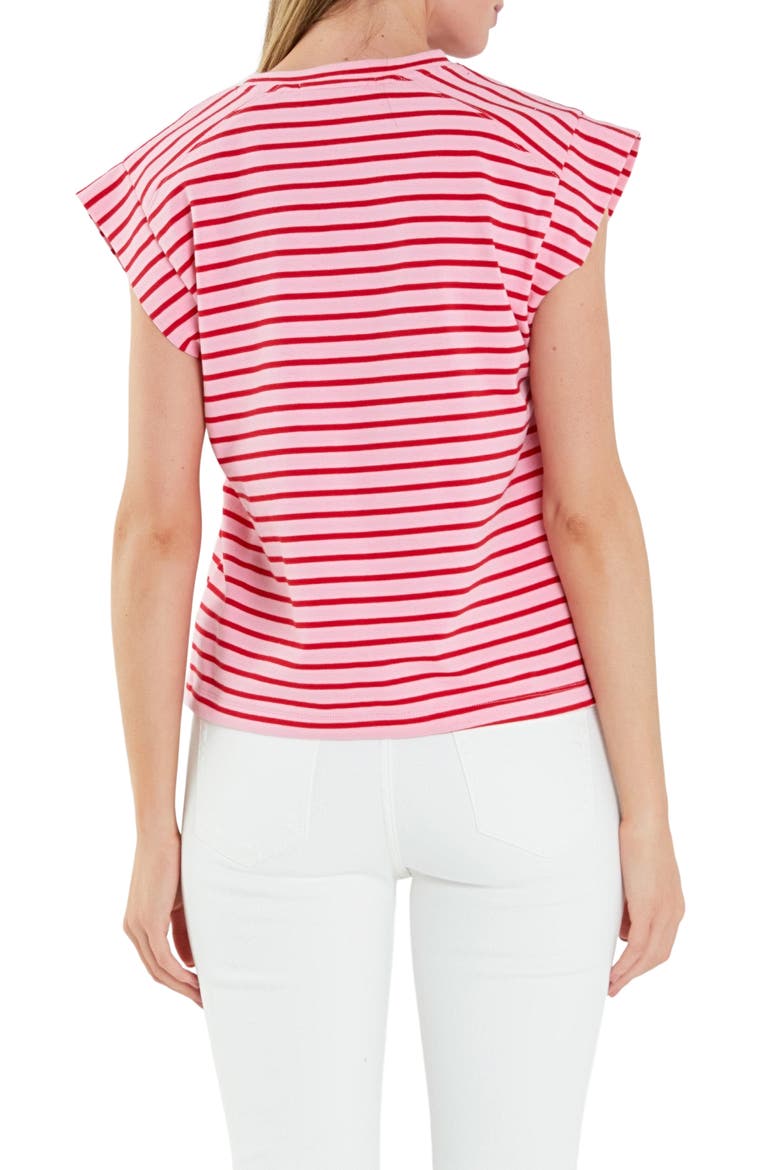 Stripe Cotton T-Shirt, Alternate, color, PINK/ RED