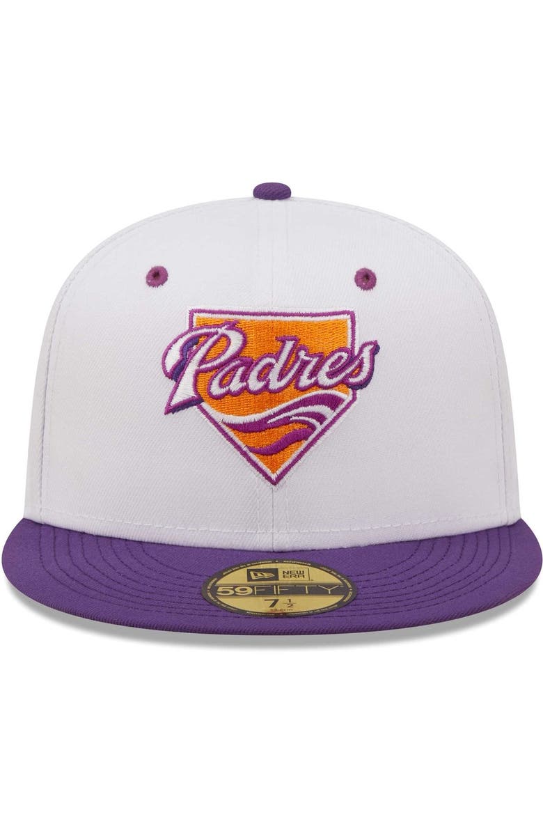 New Era Men's New Era White/Purple San Diego Padres 40th Anniversary Grape Lolli 59FIFTY Fitted Hat, Alternate, color, 