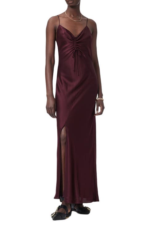 Alexia Ruched Satin Slipdress