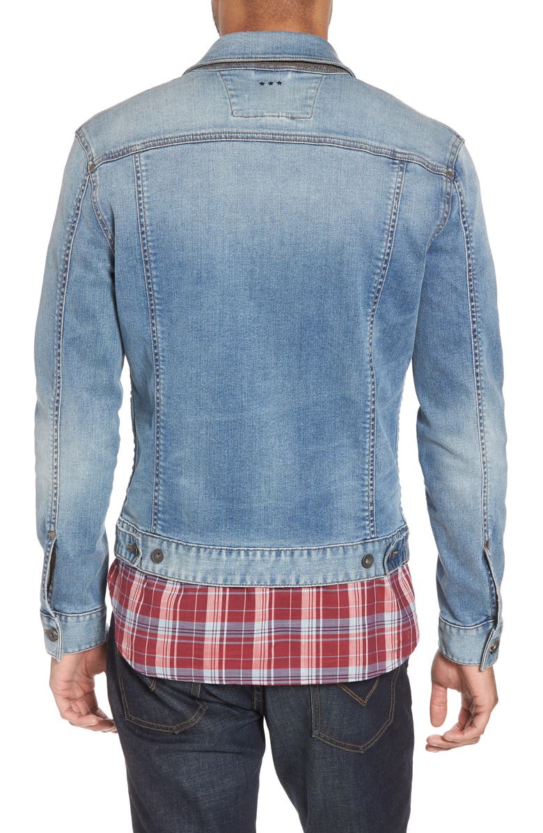 John Varvatos Star USA Slim Fit Denim Trucker Jacket, Alternate, color, 