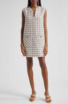Veronica Beard Nomi Sleeveless Tweed Shift Minidress