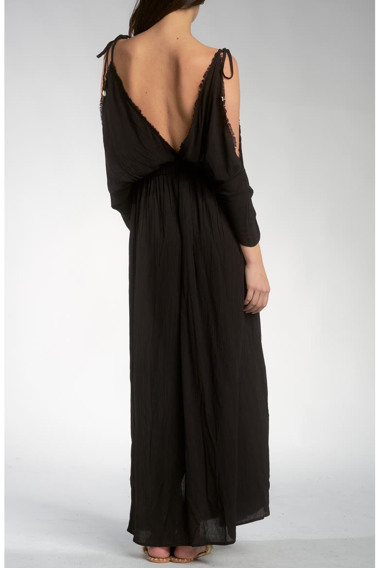 Butterfly Crinkle Cover-Up Maxi Dress, Alternate, color, BLACK