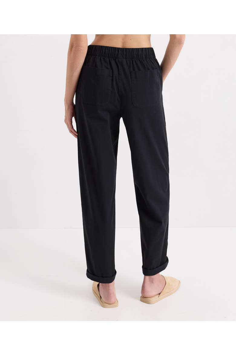 Organic Cotton Peached Twill Pull-On Pant, Alternate, color, Washed Black