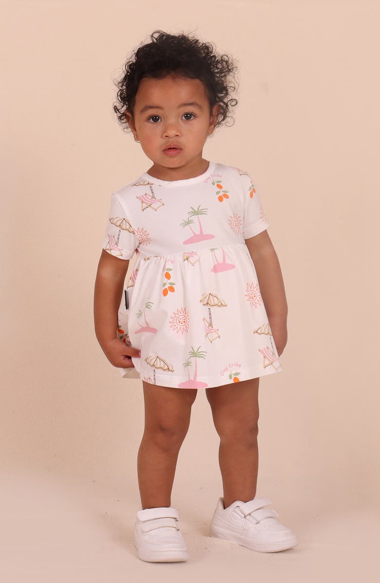 TINY TRIBE Print All-in-One Dress, Alternate, color, Cream