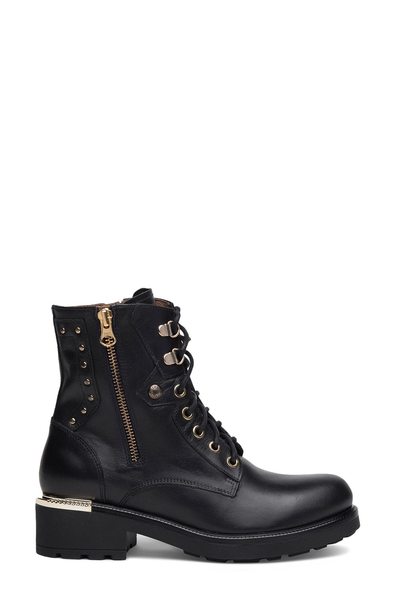 NeroGiardini Dual-Zip Leather Combat Boot, Alternate, color, 