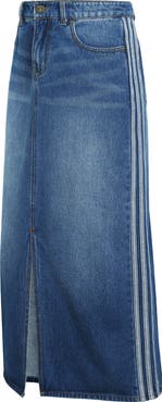 adidas Originals 3-Stripes Denim Midi Skirt