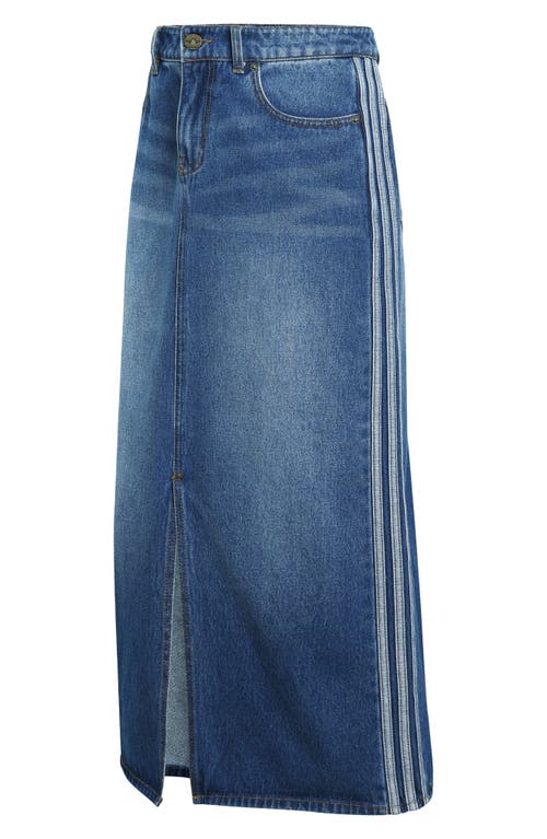 Adidas Originals 3-stripes Denim Midi Skirt In Blue
