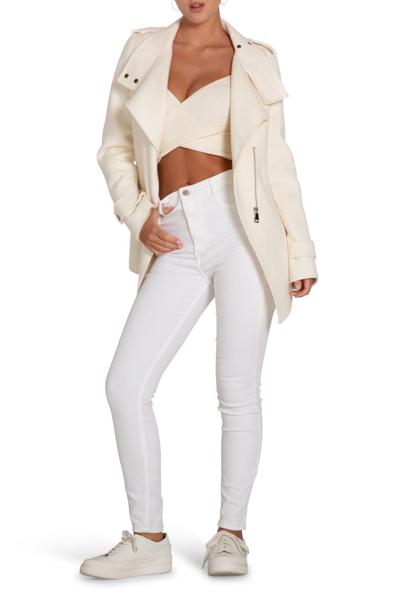 Belle & Bloom Bad Girl Wool Blend Moto Coat, Alternate, color, Cream