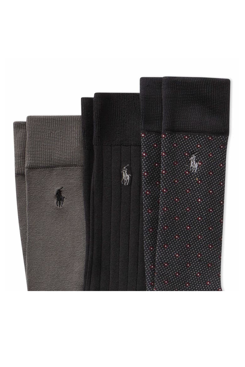 Assorted 3-Pack Supersoft Dress Socks, Alternate, color, BLACK