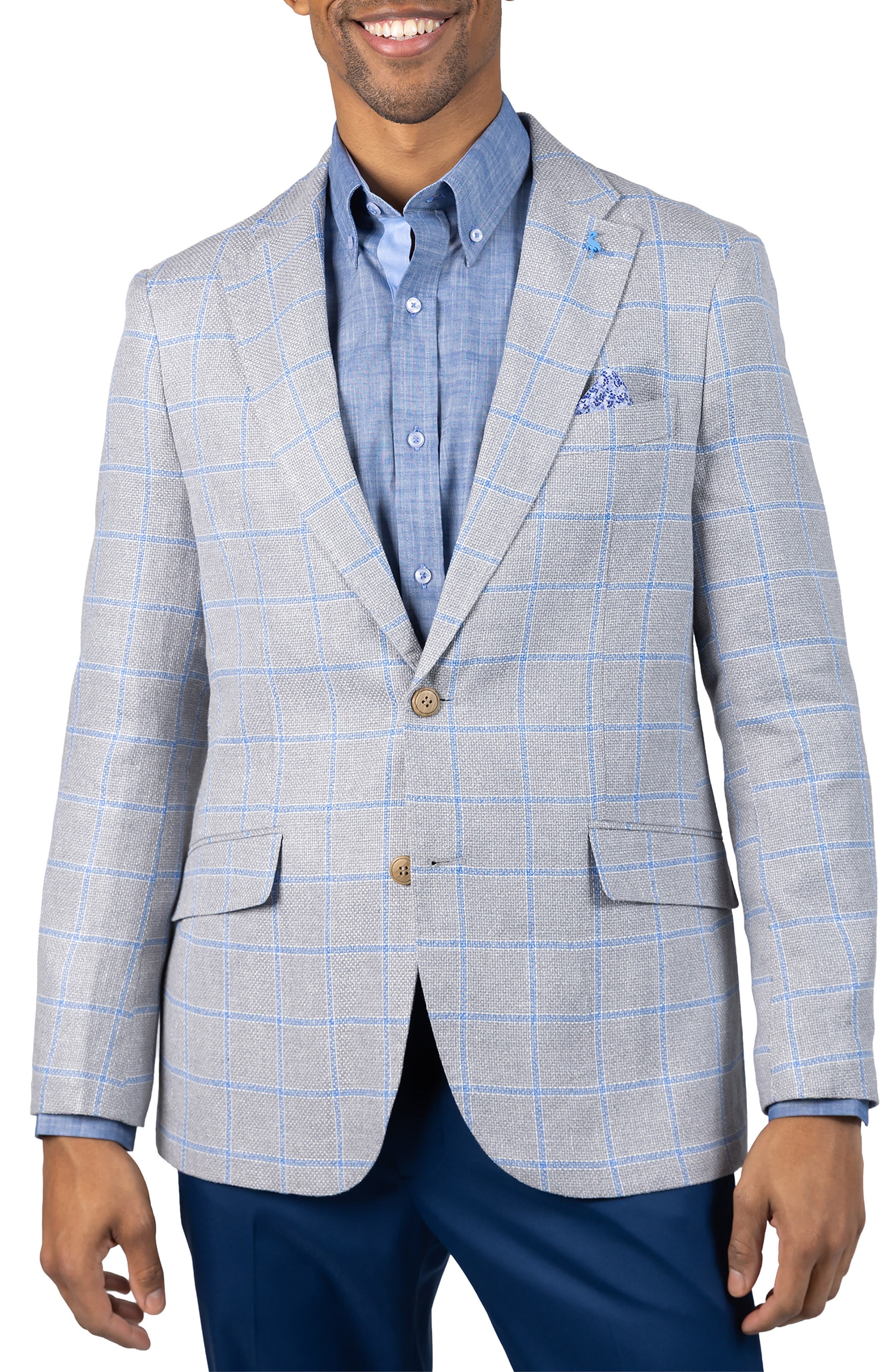 Tailorbyrd Textured Yarn Dye Windowpane Sport Coat