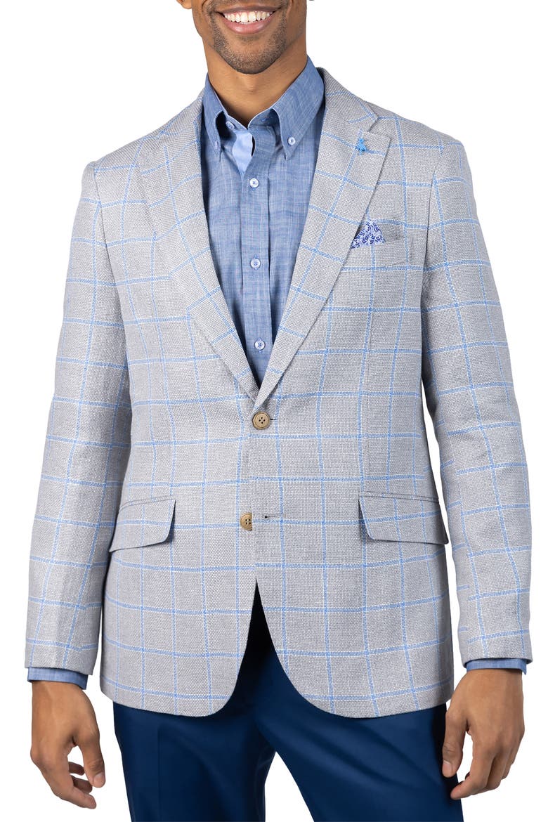 Textured Yarn Dye Windowpane Sport Coat, Main, color, REGENT GREY