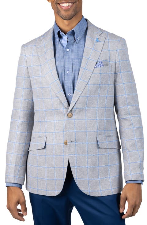 Textured Yarn Dye Windowpane Sport Coat