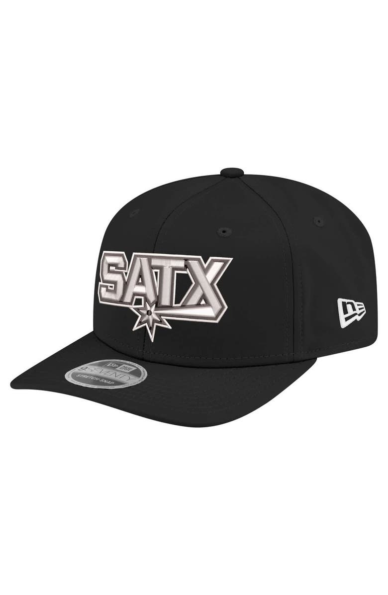 New Era Men's New Era  Black San Antonio Spurs Statement Edition Jersey Hook 9SEVENTY Stretch-Snap Hat, Alternate, color, 