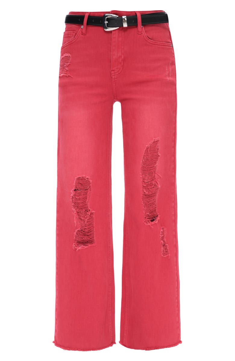 Bayeas Ally High Waist Distressed Straight Leg Jeans, Alternate, color, Red