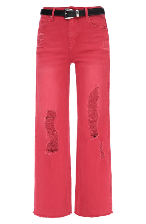 Bayeas Ally High Waist Distressed Straight Leg Jeans In Red