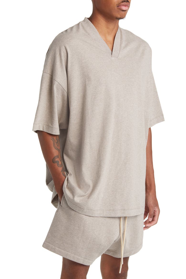 Essential V-Neck Cotton T-Shirt, Alternate, color, CORE HEATHER