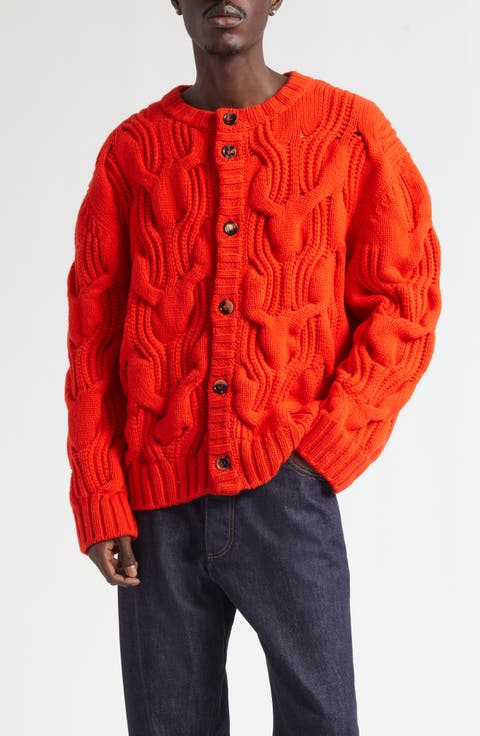 Twisted Cable Stitch Virgin Wool Cardigan