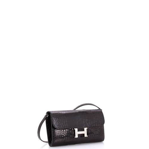 Pre-owned Hermes Hermes Constance To Go Wallet Alligator In Black