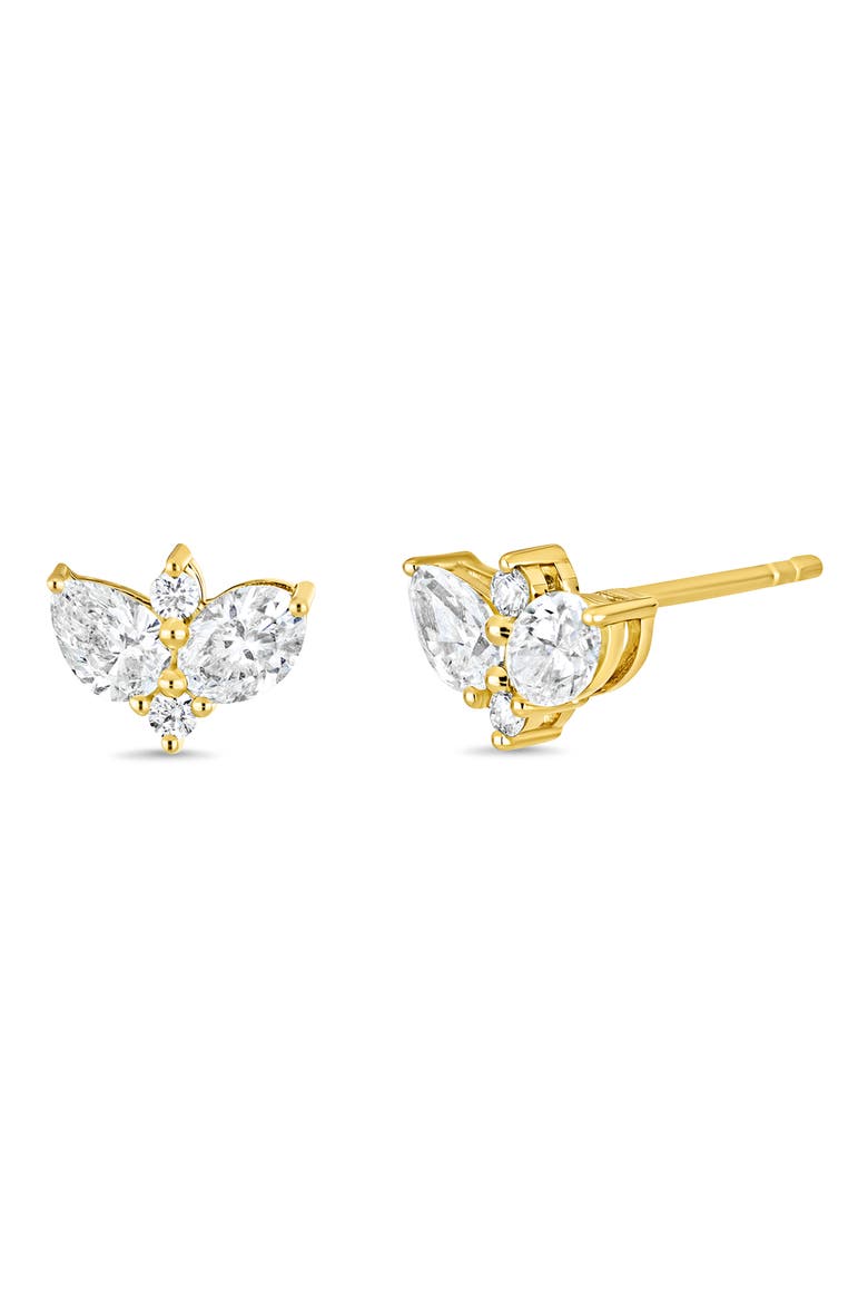18K Gold Maya Diamond Triple Marquis Stud Earrings (Online Trunk Show), Main, color, YELLOW